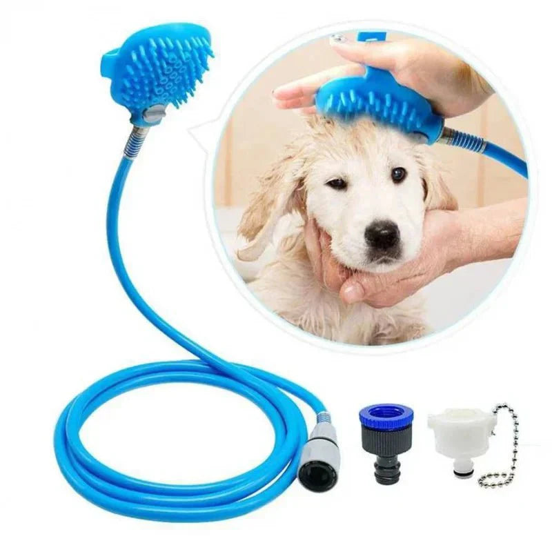 Luva de Massagem com Mangueira de Silicone para Banho Pet