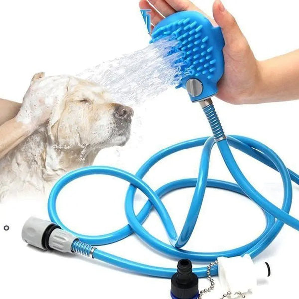 Luva de Massagem com Mangueira de Silicone para Banho Pet